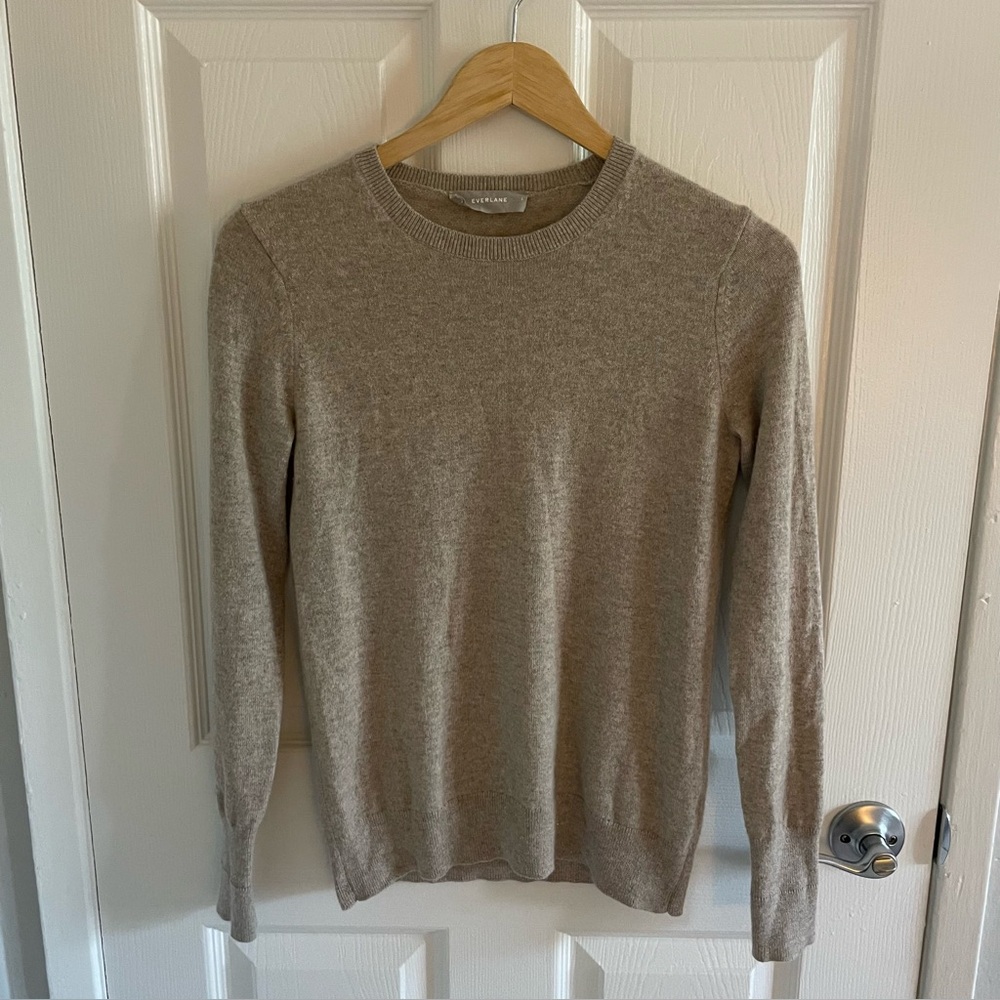 Everlane Cashmere Crewneck Sweater Tan Beige Size Small - Picture 3 of 10